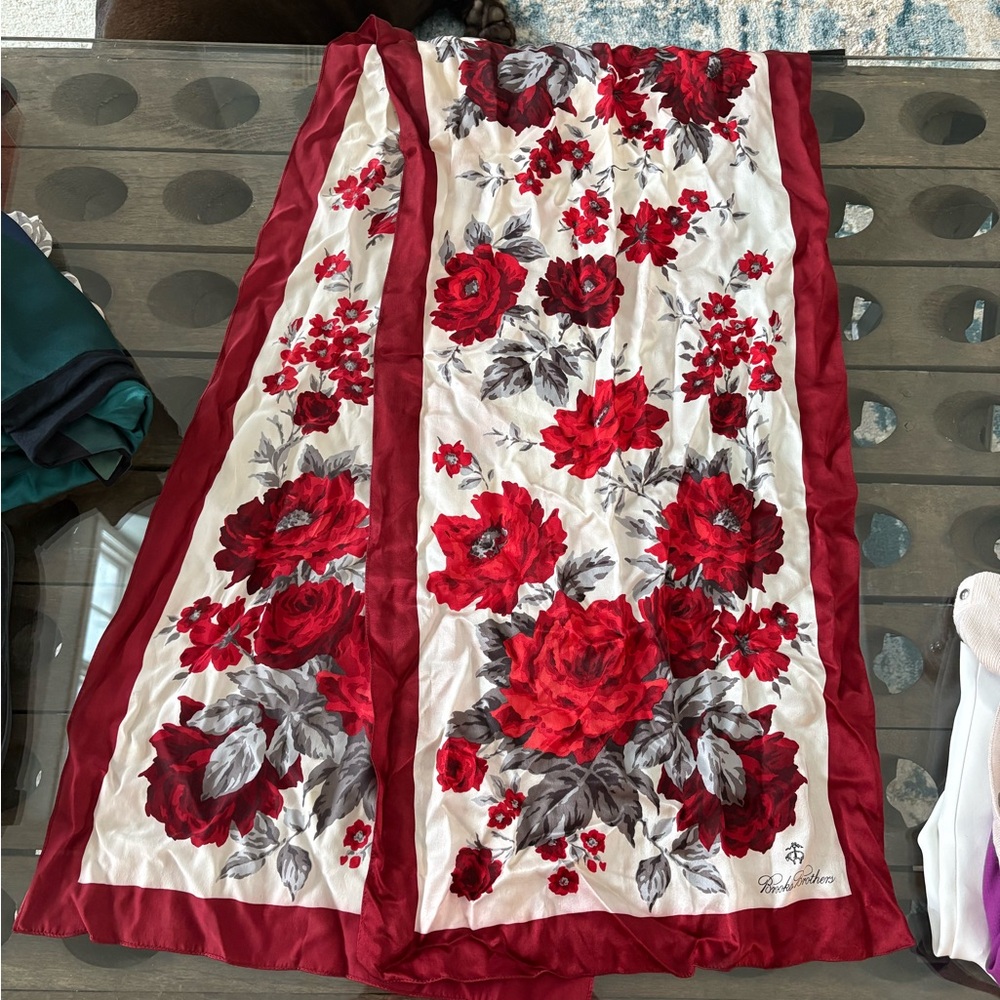 Brooks Brothers Red and White Floral Scarf